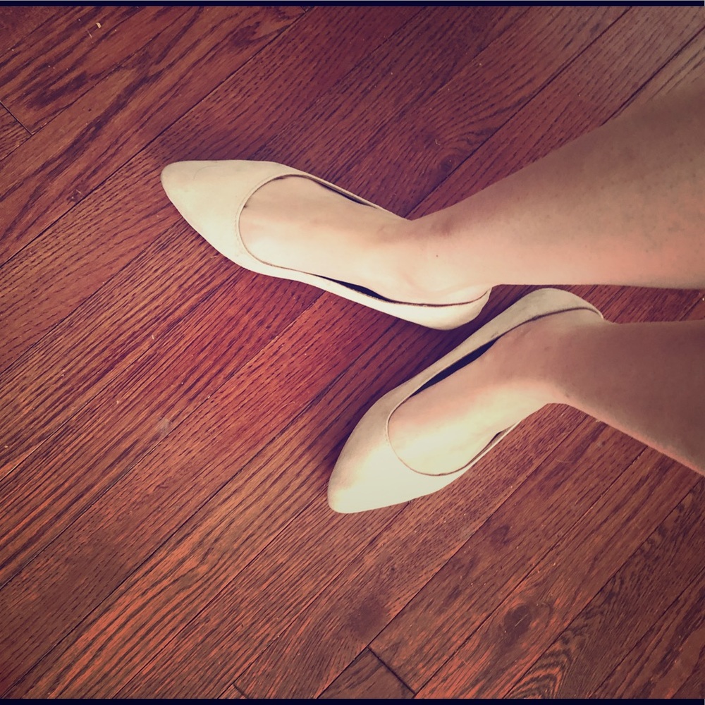 Nude suede flats